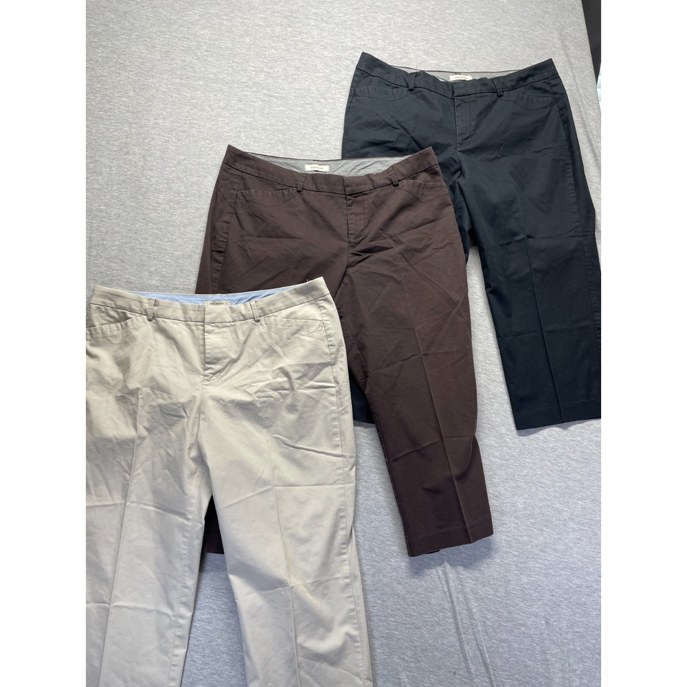 Dockers Cropped Dress Pants Women 16 Multicolor Stretch Straight Leg Lot Of 3